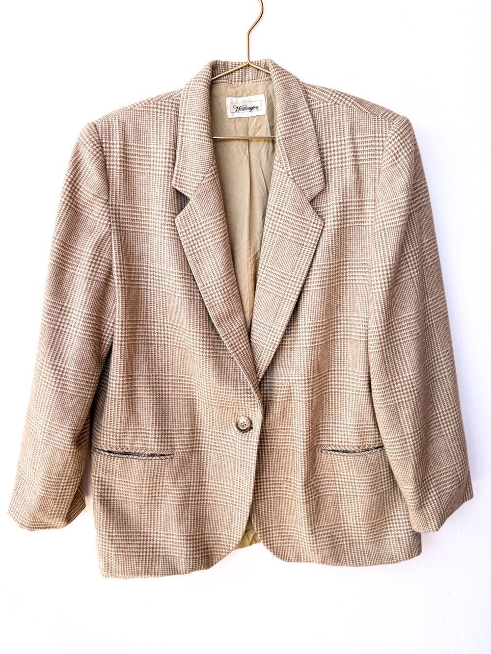 Vintage Worthington Cream Beige Wool Blend Blazer 14